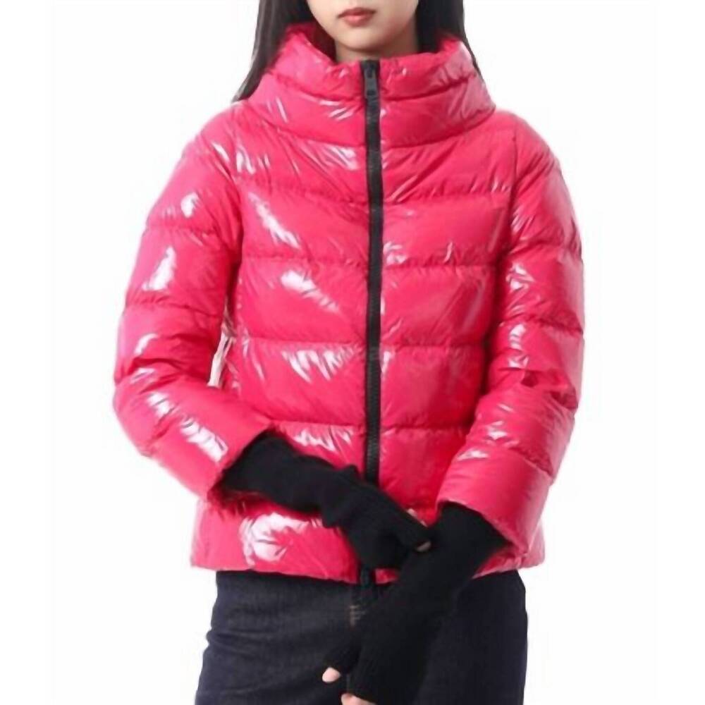 NEW HERNO glossy effect fabric cape jacket in hot pink